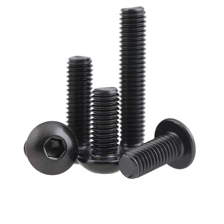 Vis à tête de bouton à douille hexagonale en acier au carbone m3 m4, machine noire