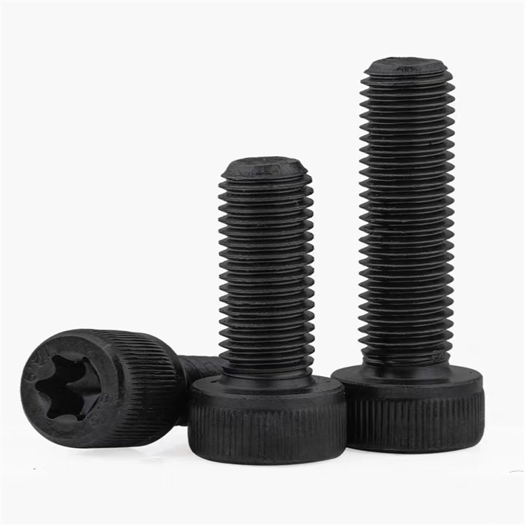 Vis Torx à tête moletée en acier inoxydable noir m6 de grade 12,9
