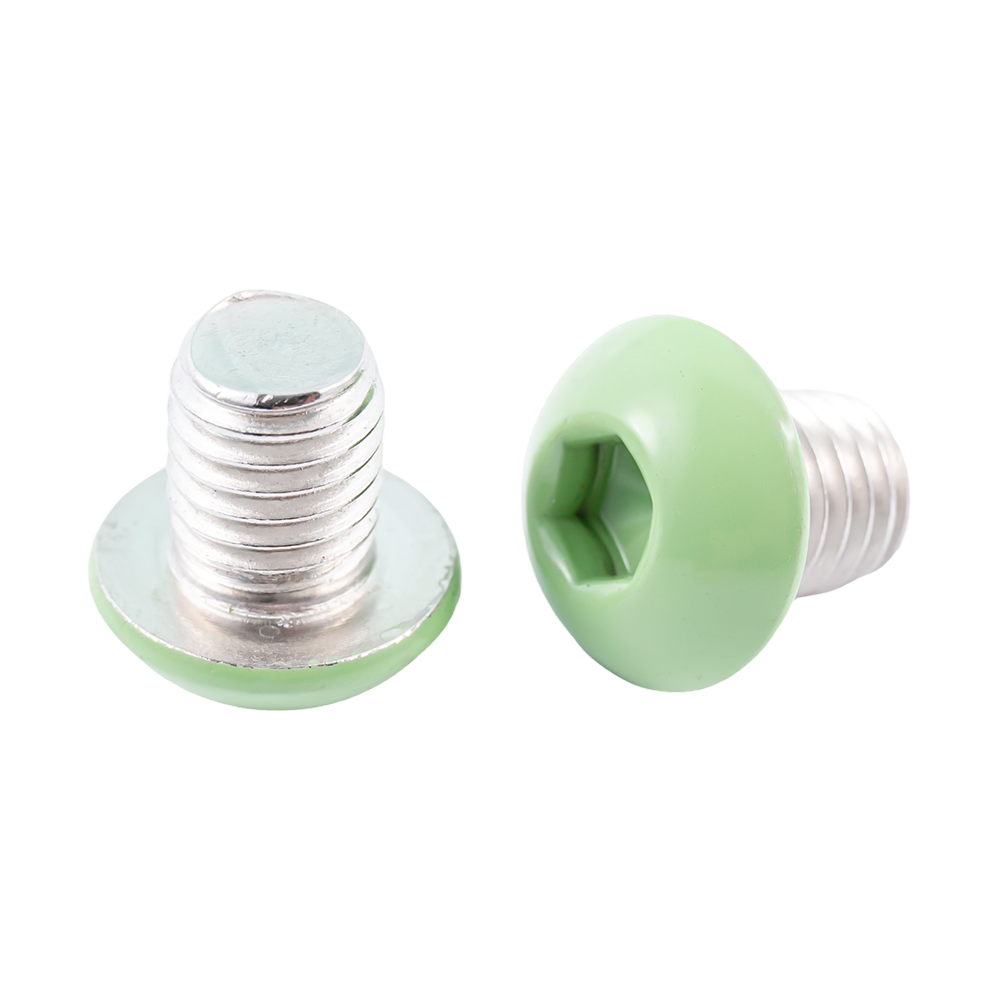 Vis en acier inoxydable à tête de bouton de peinture verte personnalisée, filetage de machine