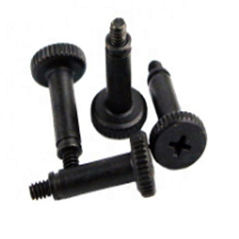 Vis à épaulement à tête moletée cruciforme Mingze en acier inoxydable noir M2 ISO 7379
