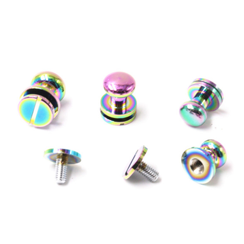 Clous sam browne en laiton couleur arc-en-ciel 8 mm pour ceinture en cuir