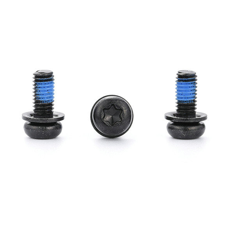 Vis à tête ronde Torx micro mini triple noire avec patch en nylon