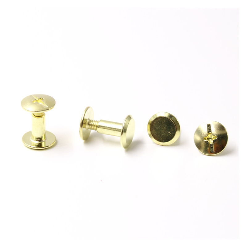 Vis chicago à tête cylindrique en acier au carbone doré de 8 mm pour menu Vis chicago à tête cylindrique en acier au carbone doré de 8 mm pour menu