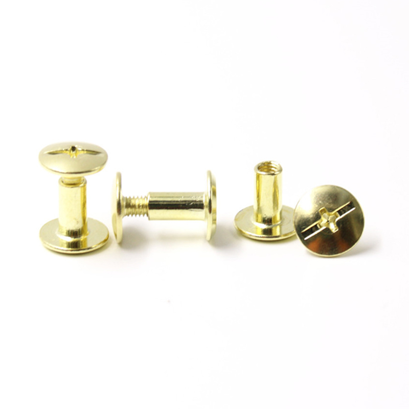 Vis chicago à tête cylindrique en acier au carbone doré de 8 mm pour menu Vis chicago à tête cylindrique en acier au carbone doré de 8 mm pour menu
