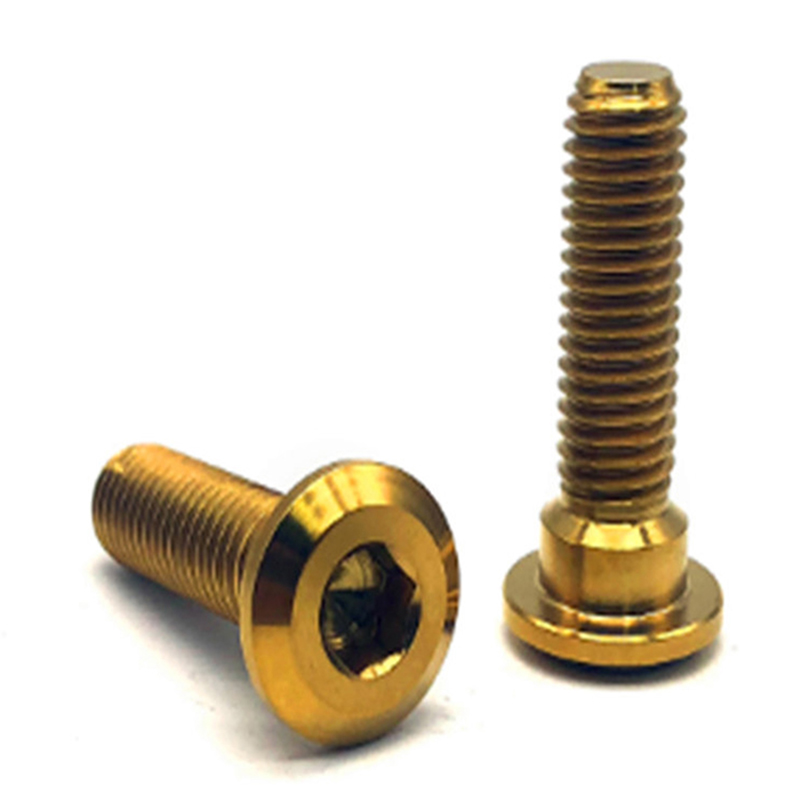 Vis en titane pour vélo, couleur or, tête cylindrique, douille hexagonale, vente en gros Vis en titane pour vélo, couleur or, tête cylindrique, douille hexagonale, vente en gros
